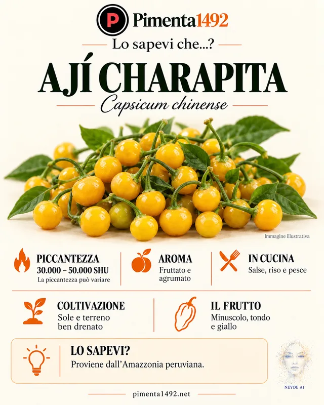 Scheda illustrata approvata della varietà Ají Charapita.