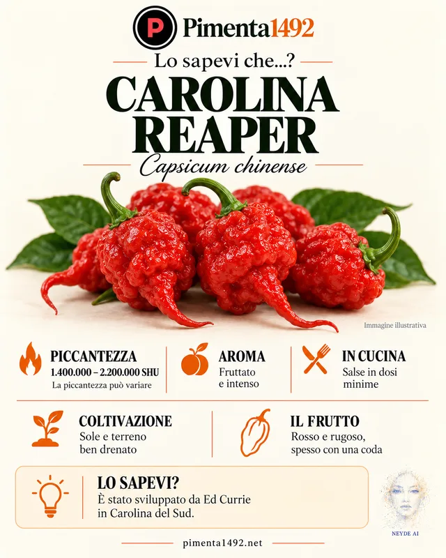 Scheda illustrata approvata della varietà Carolina Reaper.