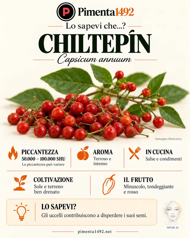 Scheda illustrata approvata della varietà Chiltepín.