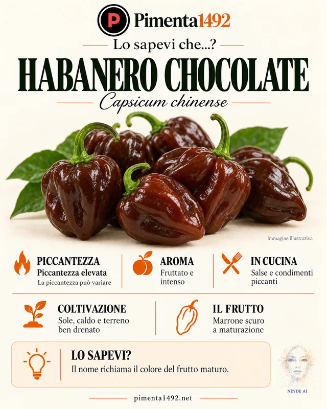 Scheda illustrata approvata della varietà Habanero Chocolate.