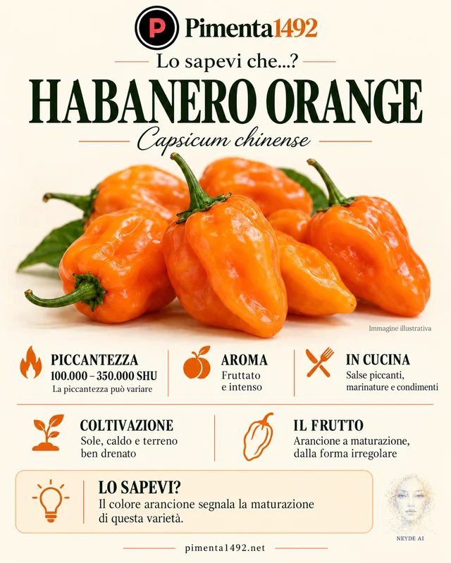 Scheda illustrata approvata della varietà Habanero Orange.