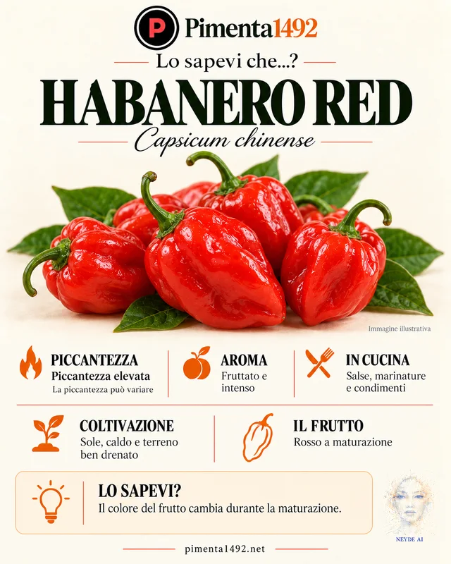 Scheda illustrata approvata della varietà Habanero Red.