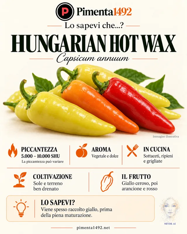 Scheda illustrata approvata della varietà Hungarian Hot Wax.