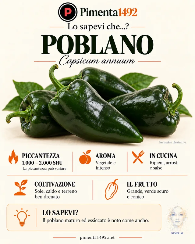 Scheda illustrata approvata della varietà Poblano.