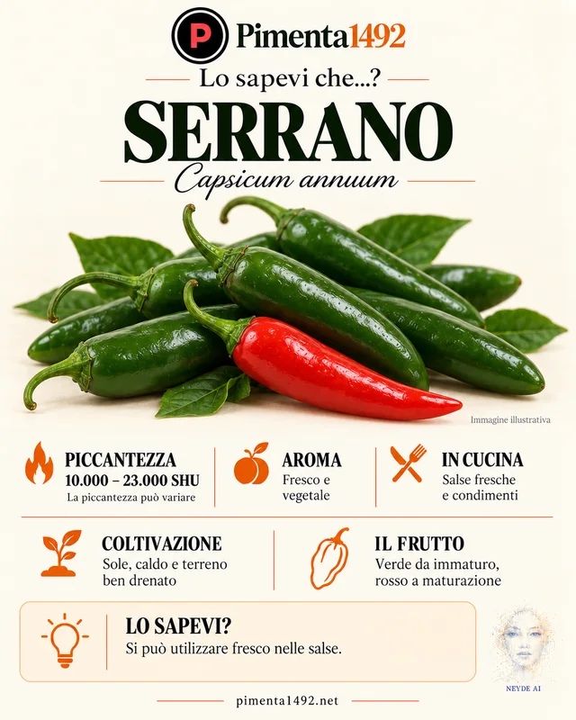 Scheda illustrata approvata della varietà Serrano.