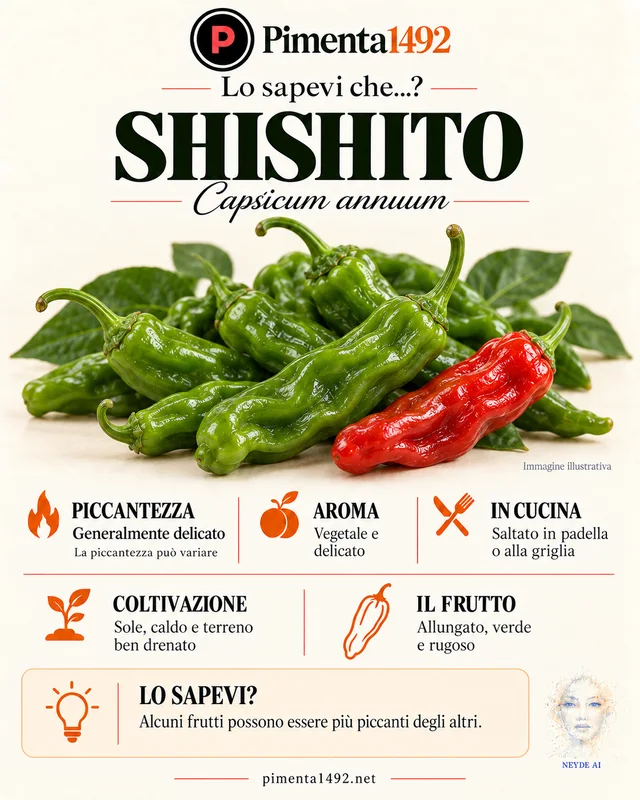 Scheda illustrata approvata della varietà Shishito.